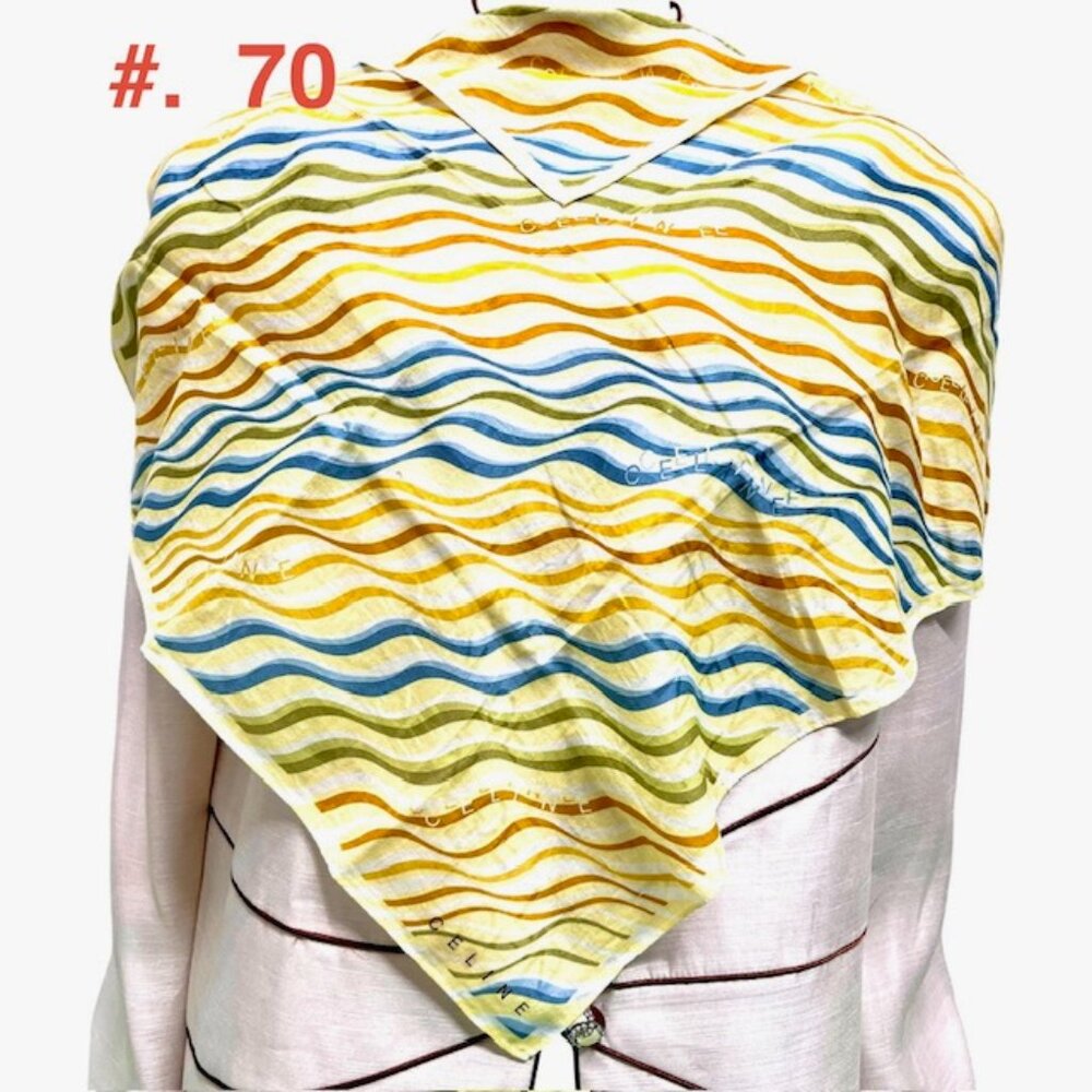 Celine Paris MiniScarf/Handkerchief  Cotton/ 22-23"  Multi Color(Select 1)